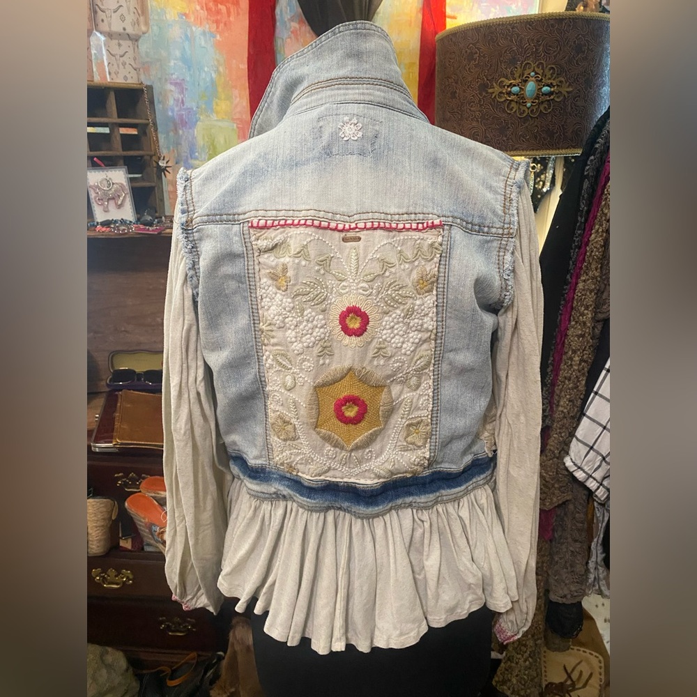🚫SOLD🚫Custom Denim Vest/Upcycled Free People Top